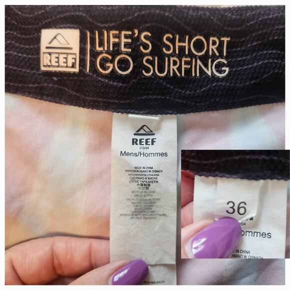 Reef Swim Trunks Board Shorts sz 36, unlined & lightweight Western Tribal - Picture 3 of 9